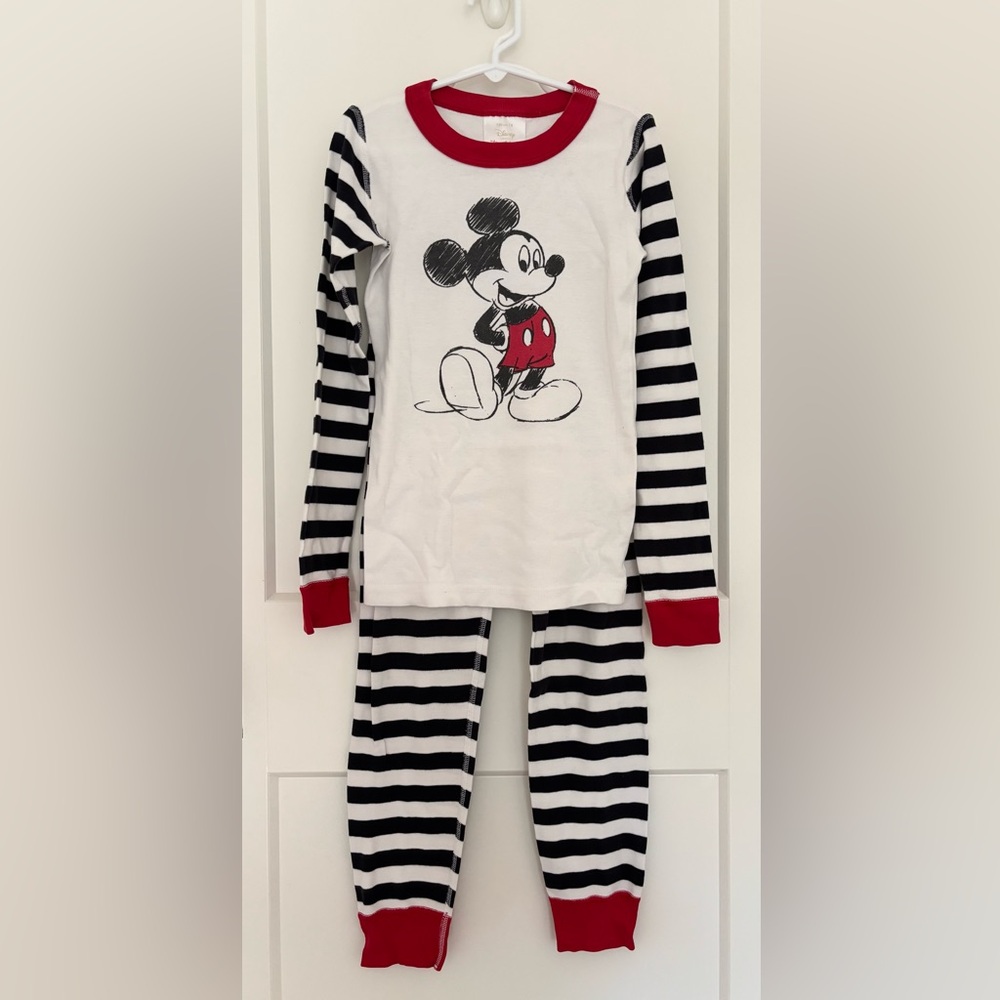 Hanna Andersson Disney Mickey Mouse Striped Long Johns Pajamas - size 130 | 8